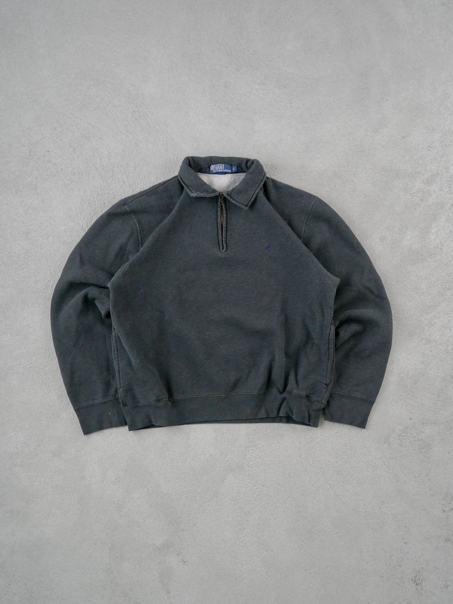 Vintage Black Polo By Ralph Lauren Collared 1/4 Zip (M)