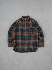 Vintage 90s Brown and Green Penoleton Wool Plaid Flannel (L)