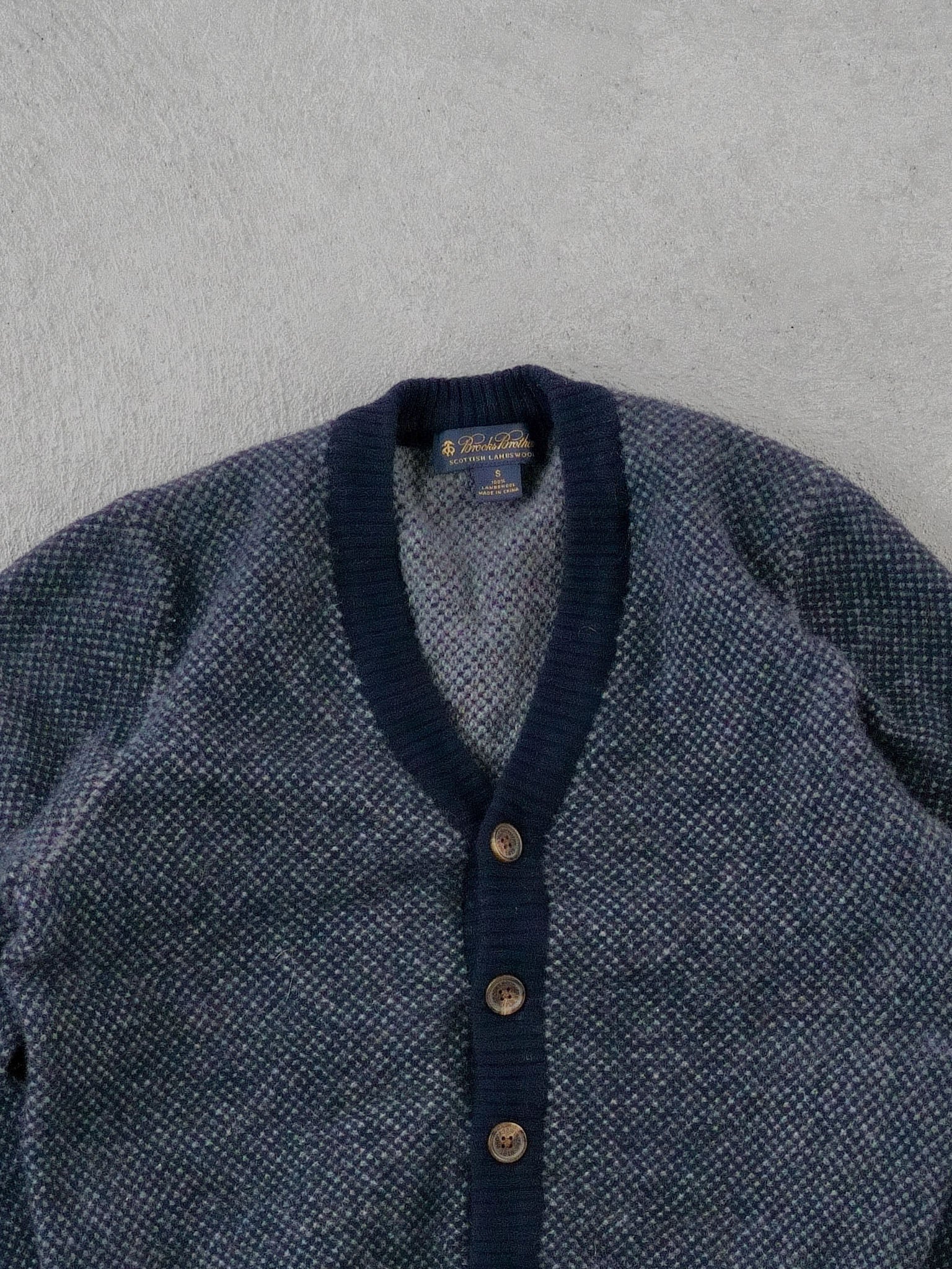 Vintage 90s Grey Brooks Brother Lambswool Cardigan (S)