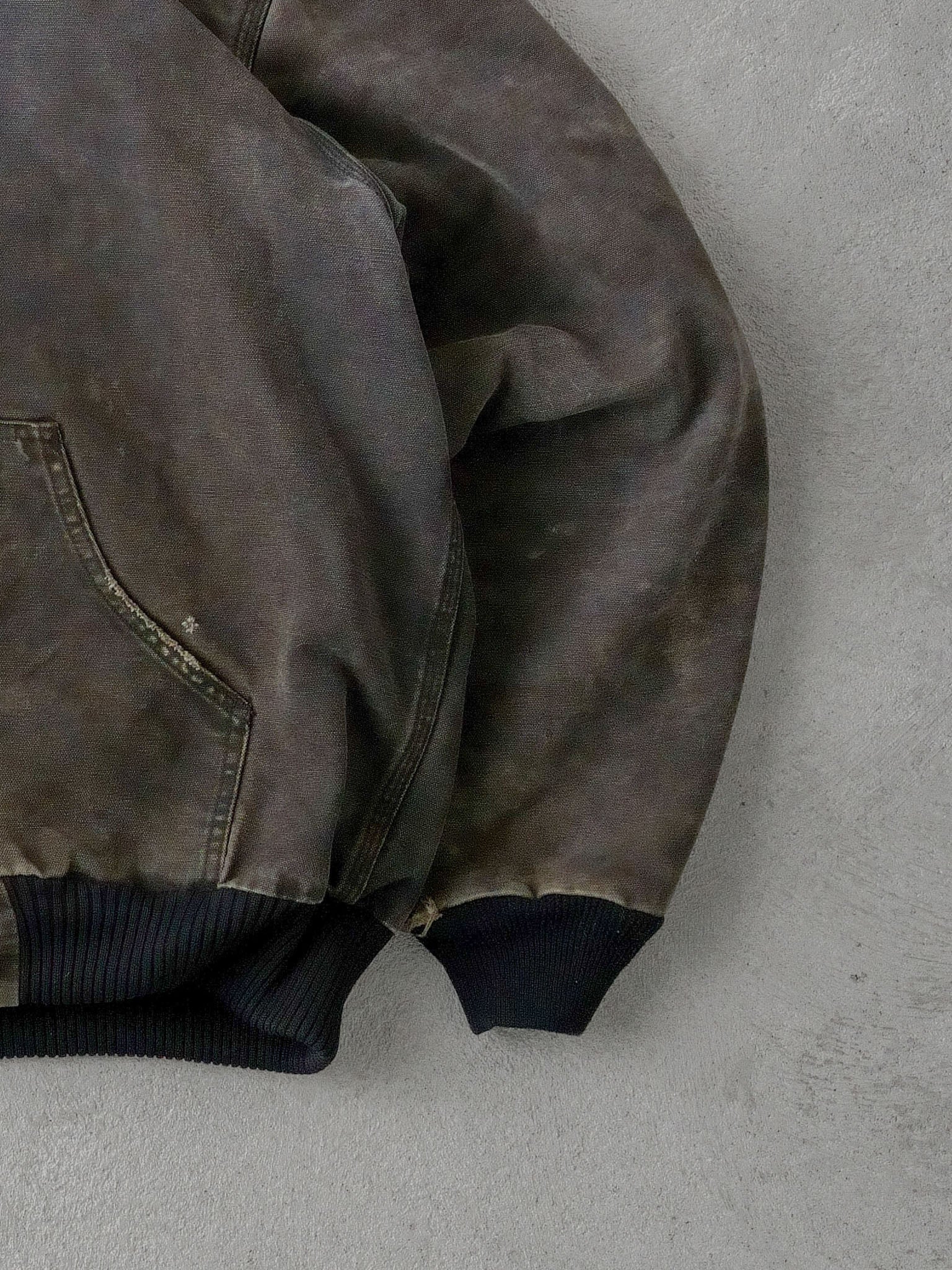 Vintage 90s Washed Grey Brown Carhartt Hooded Workwear Jacket (L)
