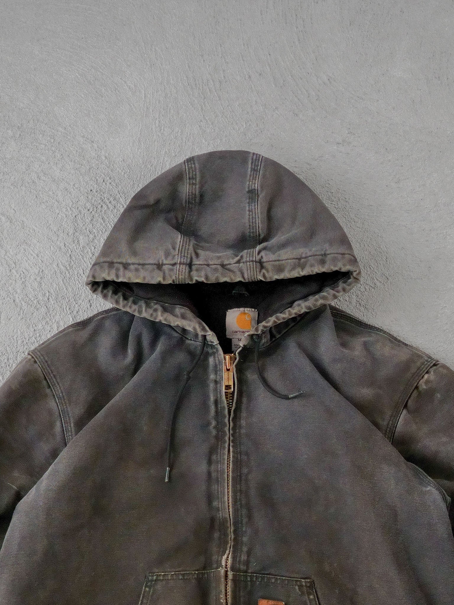 Vintage 90s Washed Grey Brown Carhartt Hooded Workwear Jacket (L)