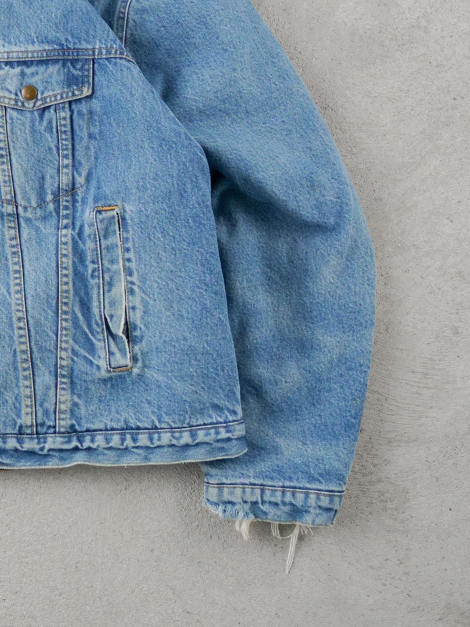 Vintage 90s Light Blue Work King Denim Sherpa Jacket (XL)