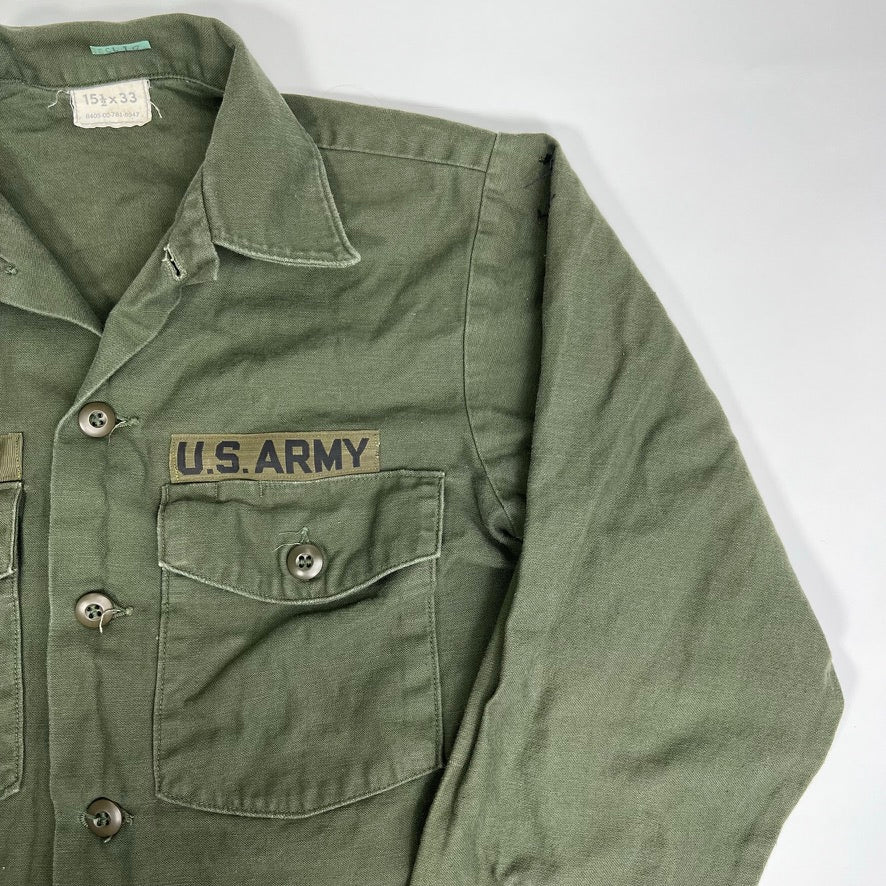 Vintage 70s Green ‘Boerger’ US Army Button Up long sleeve (S/M) | Rebalance Vintage.