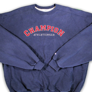 Vintage Blue + Red Champion Athleticwear Oversized Crewneck | Rebalance Vintage.