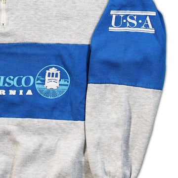 Vintage 80s Grey + Blue San Fran California 1/4 zip | Rebalance Vintage.