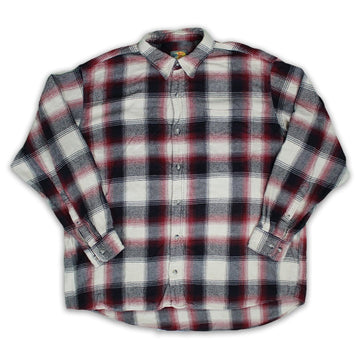 Vintage Beige, Red + Black Bass Pro Plaid Button Up | Rebalance Vintage.