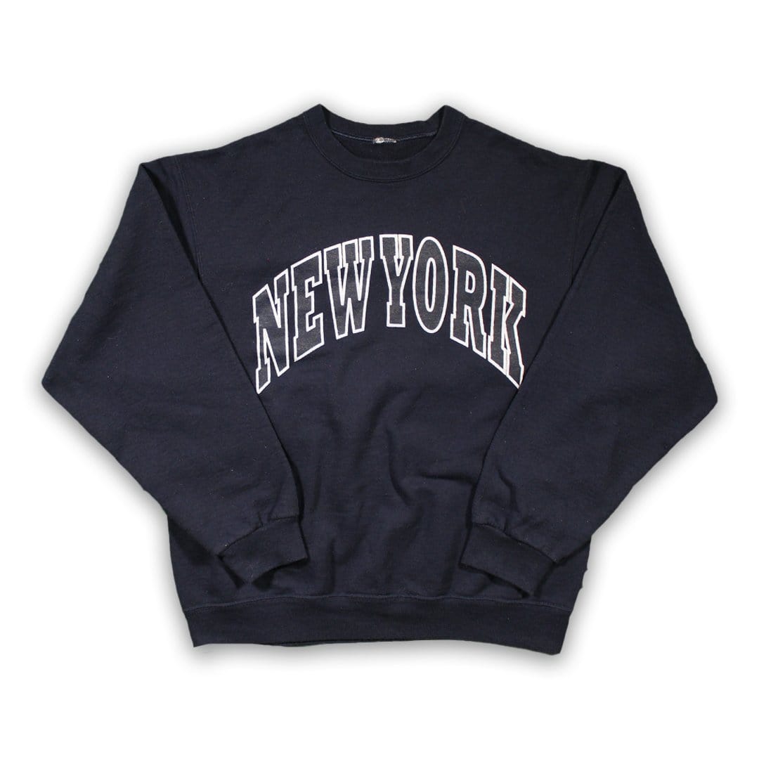 Vintage Blue ‘New York’ Spell Out Crewneck | Rebalance Vintage.