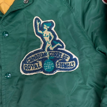 Vintage RARE 70s Canadian Corps of Royal Signals Green Bomber Jacket (L) | Rebalance Vintage.