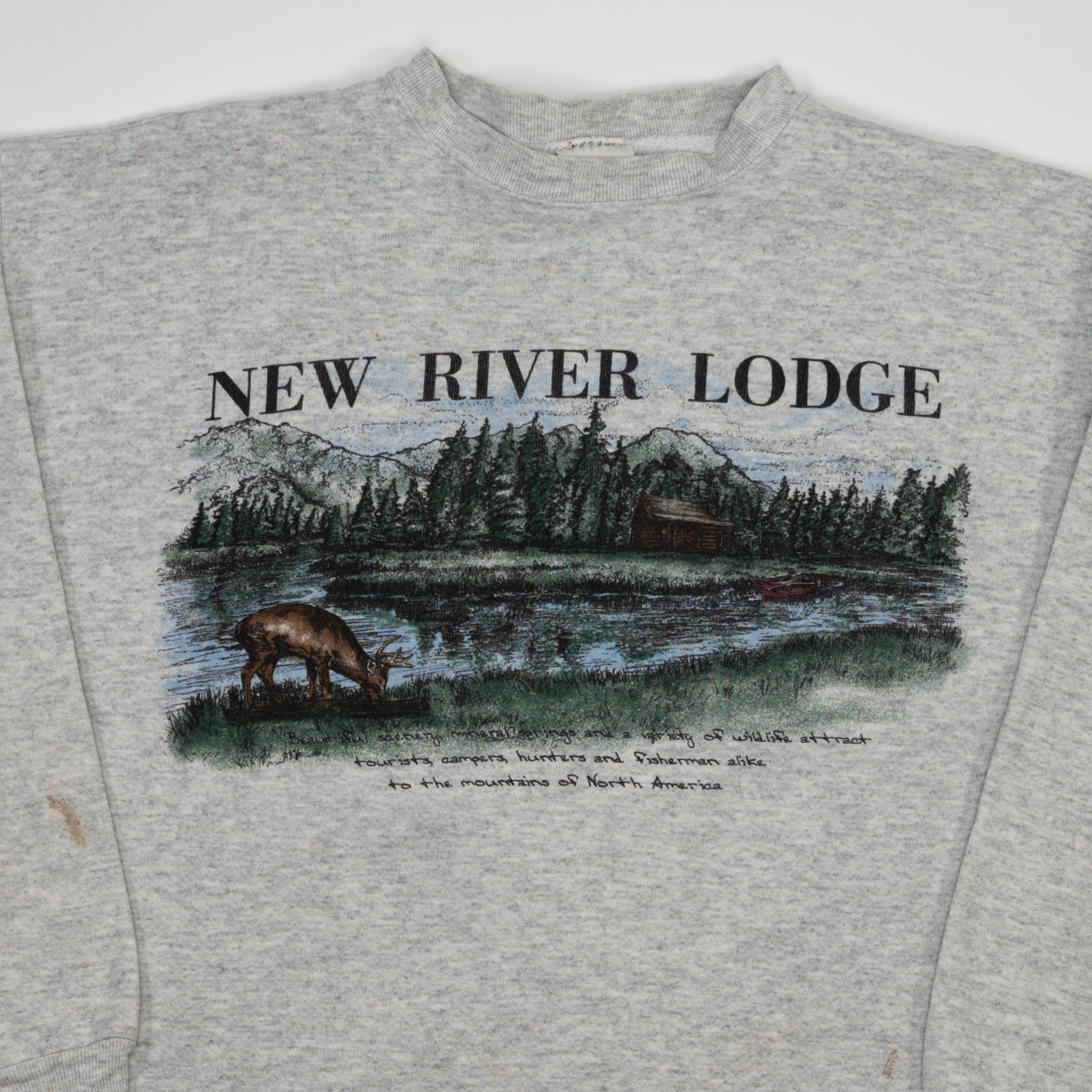 Vintage 90s Grey New River Lodge Crewneck (M)