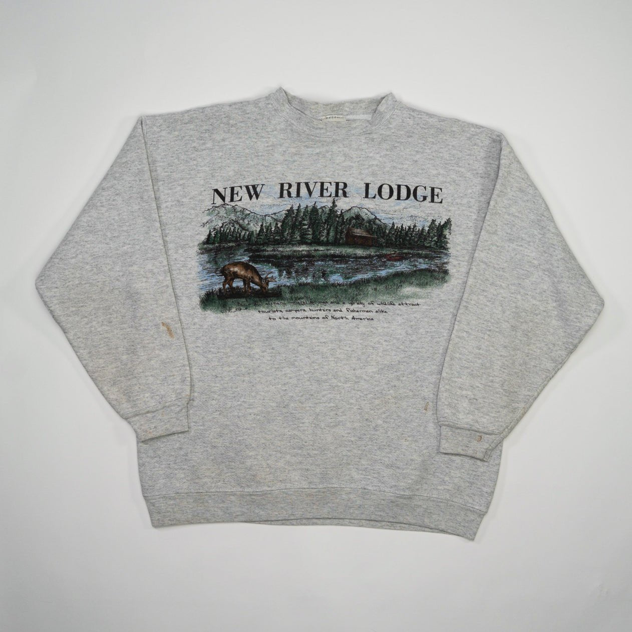 Vintage 90s Grey New River Lodge Crewneck (M)