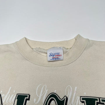 Vintage 80s Cream Michigan State Cursive Spell Out Crewneck (L) | Rebalance Vintage.