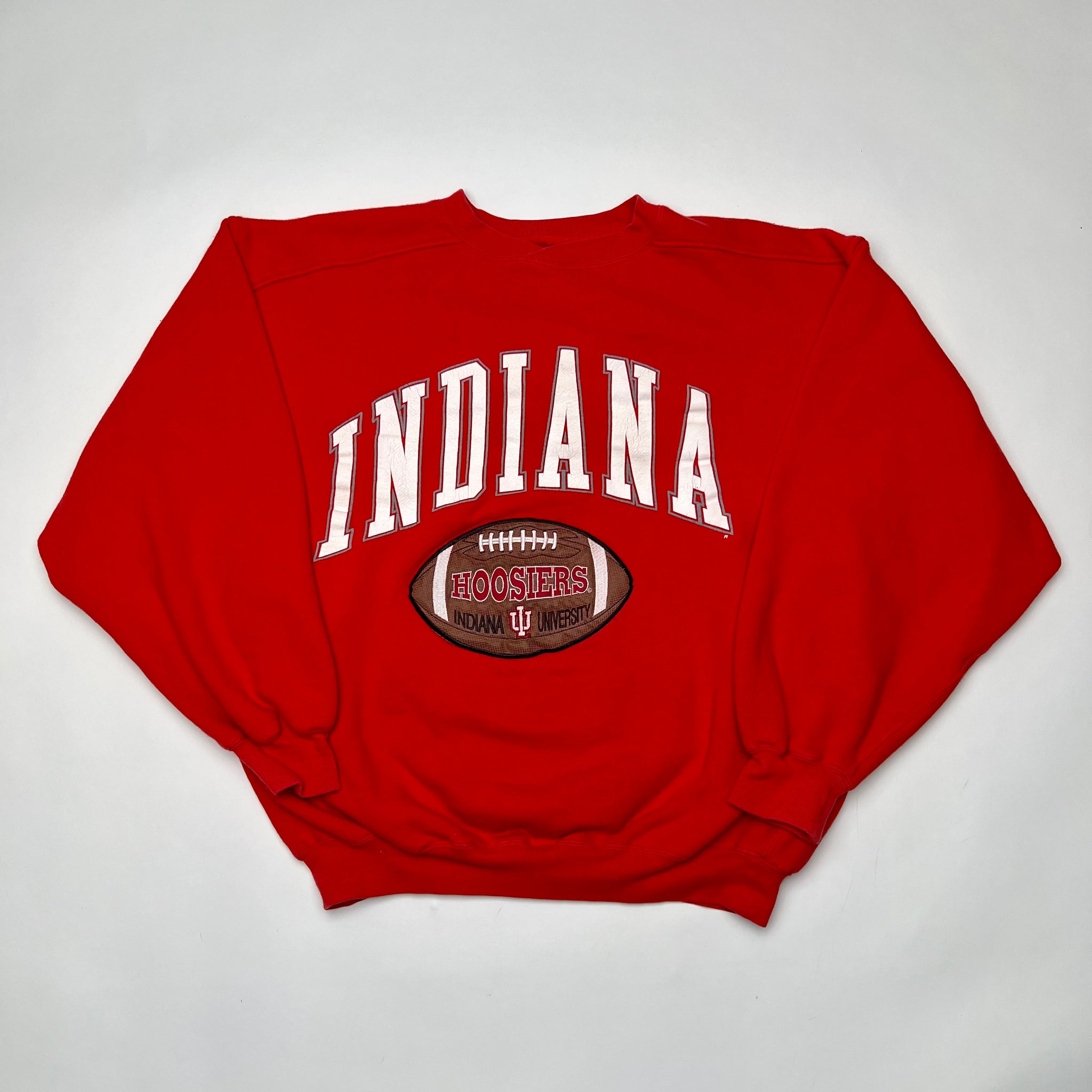 Vintage Red Indiana Hoosiers Football Crewneck (XL) | Rebalance Vintage.