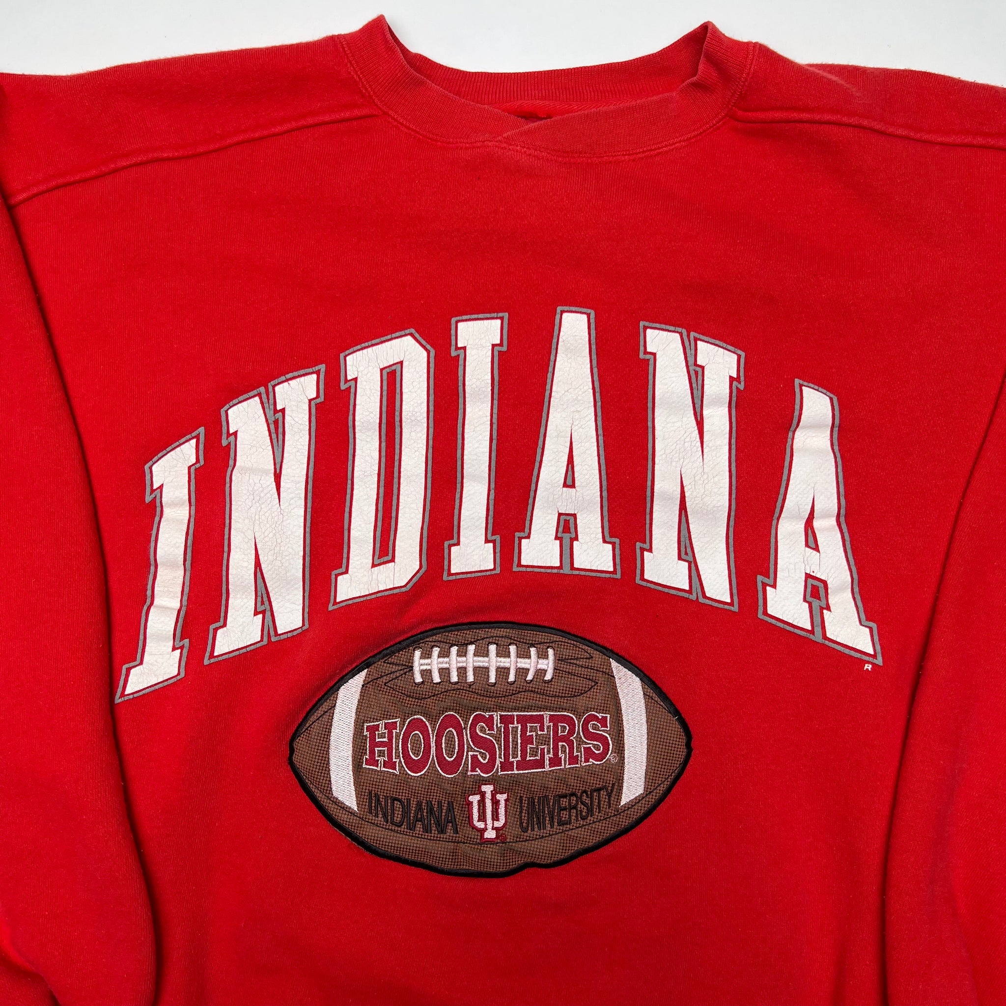 Vintage Red Indiana Hoosiers Football Crewneck (XL) | Rebalance Vintage.