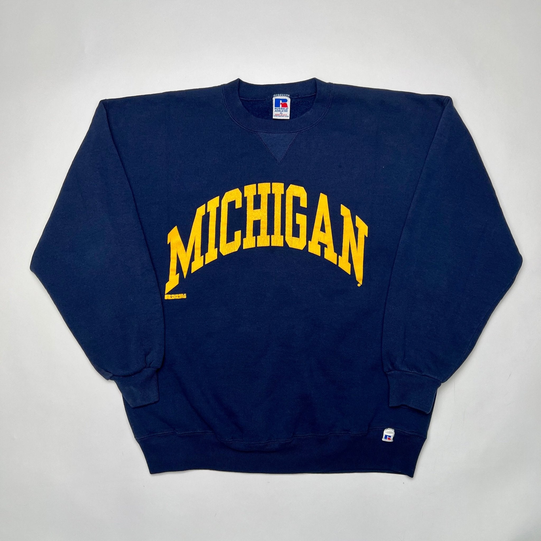 Vintage 90s Blue Michigan x Russell Athletics Crewneck (XL) | Rebalance Vintage.