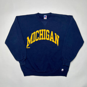 Vintage 90s Blue Michigan x Russell Athletics Crewneck (XL) | Rebalance Vintage.
