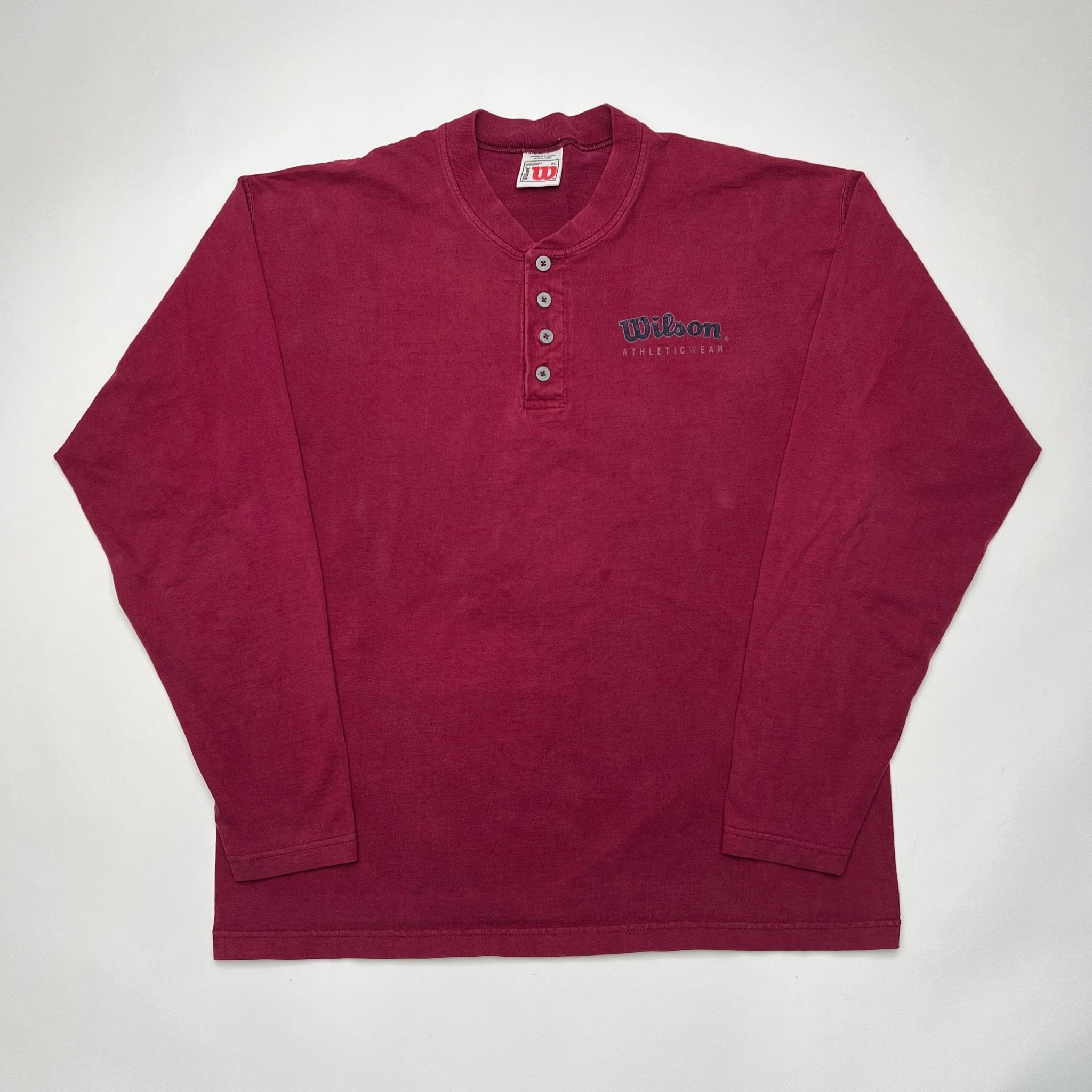 Vintage 90s Maroon Wilson 1/4 Button Long Sleeve (XL) | Rebalance Vintage.