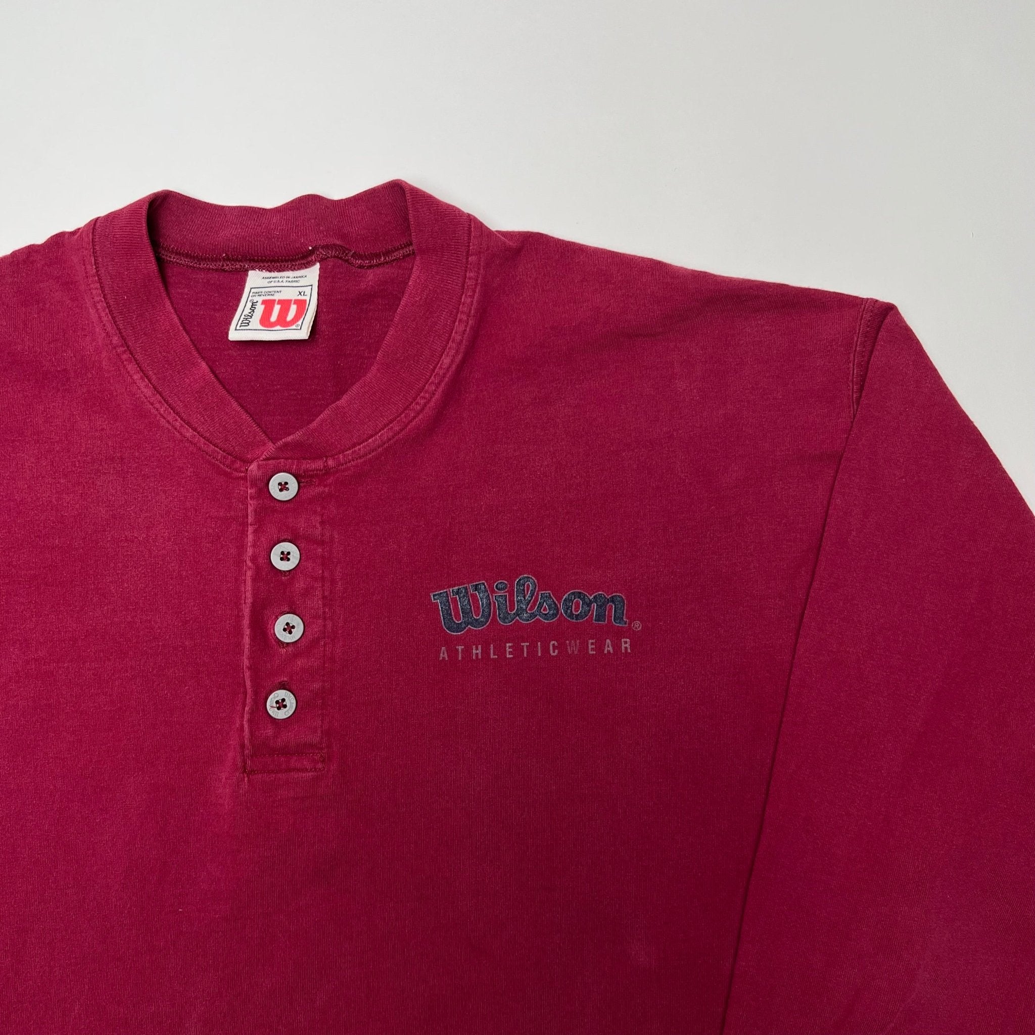 Vintage 90s Maroon Wilson 1/4 Button Long Sleeve (XL) | Rebalance Vintage.
