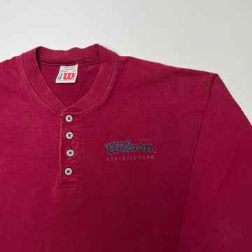 Vintage 90s Maroon Wilson 1/4 Button Long Sleeve (XL) | Rebalance Vintage.
