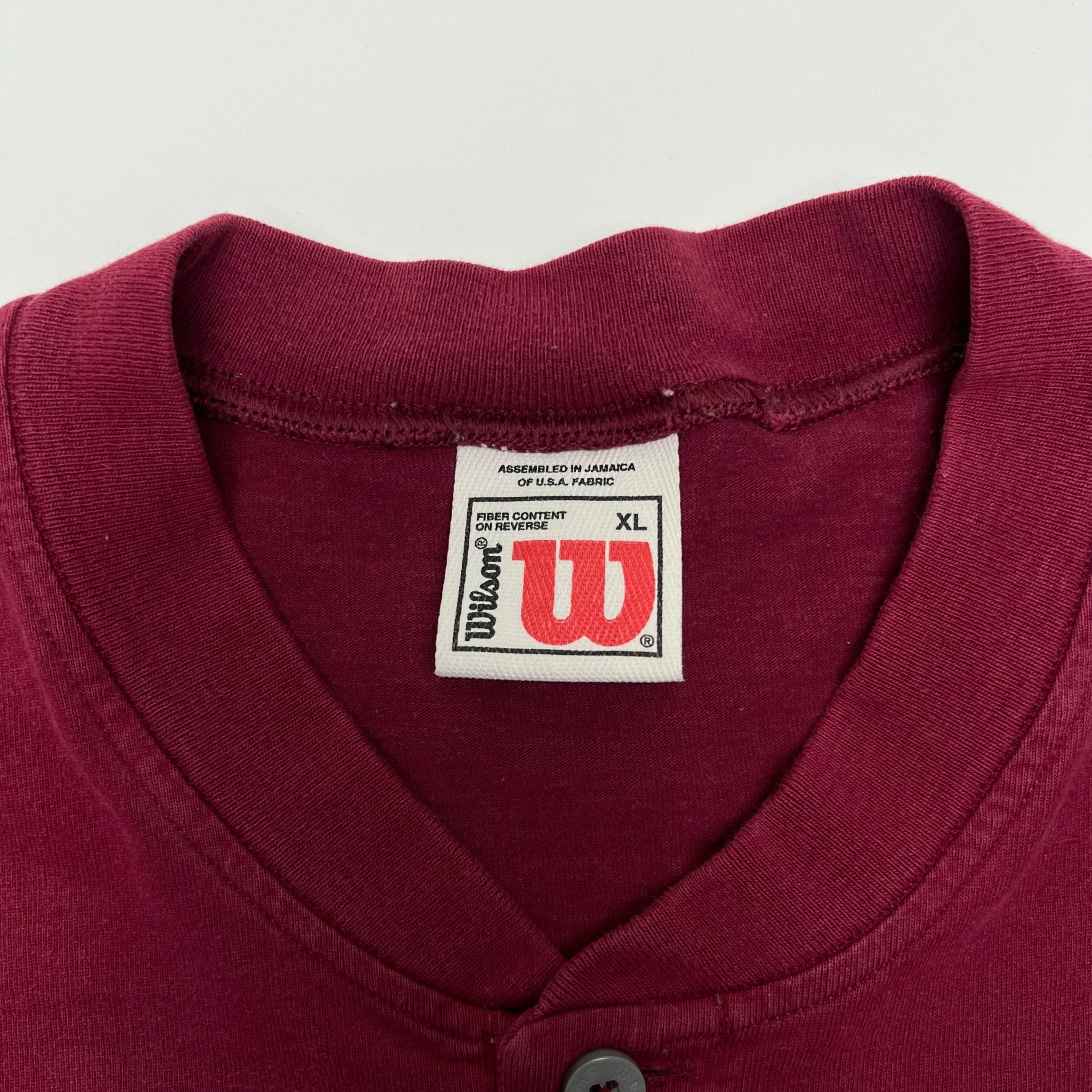 Vintage 90s Maroon Wilson 1/4 Button Long Sleeve (XL) | Rebalance Vintage.