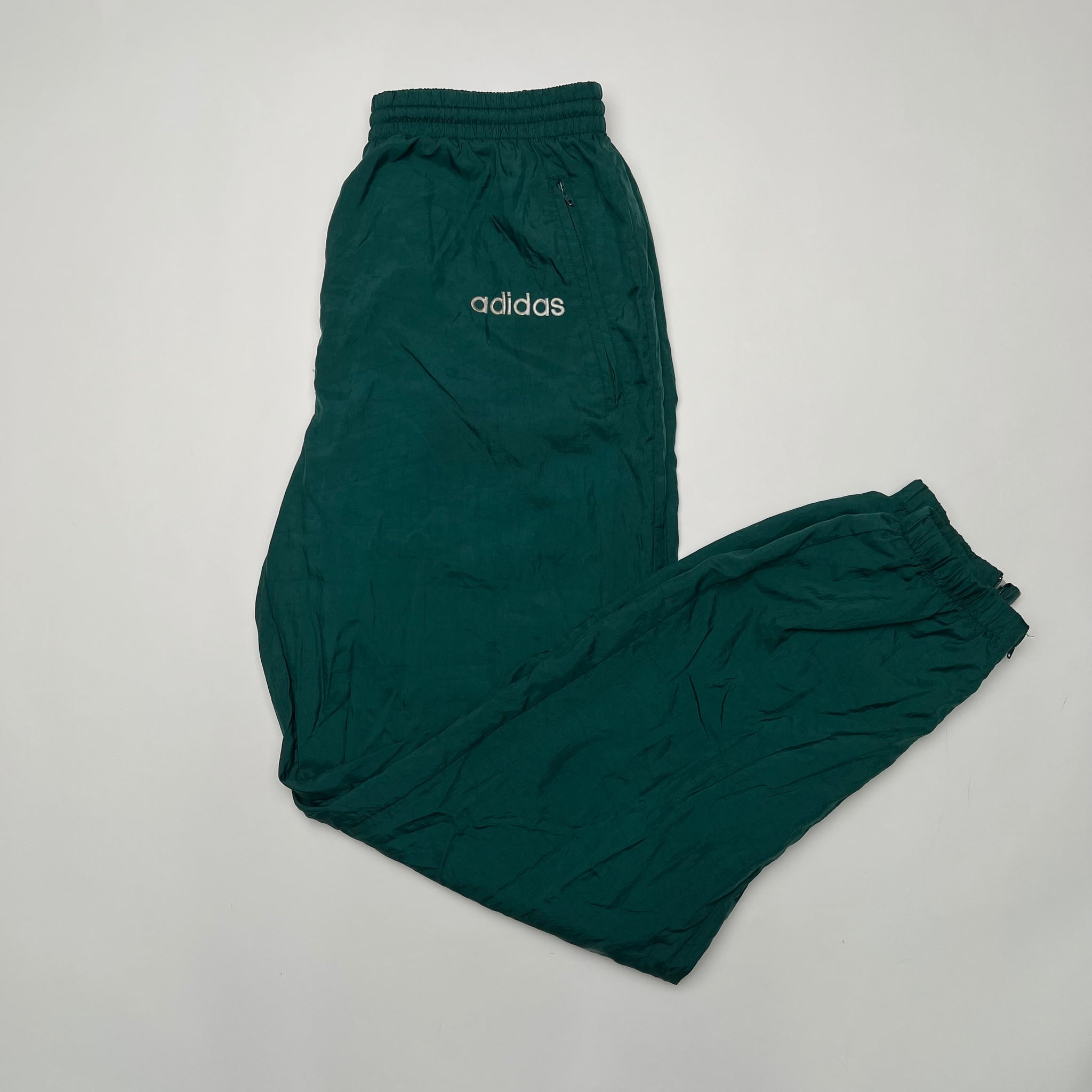 Vintage Green Adidas Windbreaker Pants (M) | Rebalance Vintage.