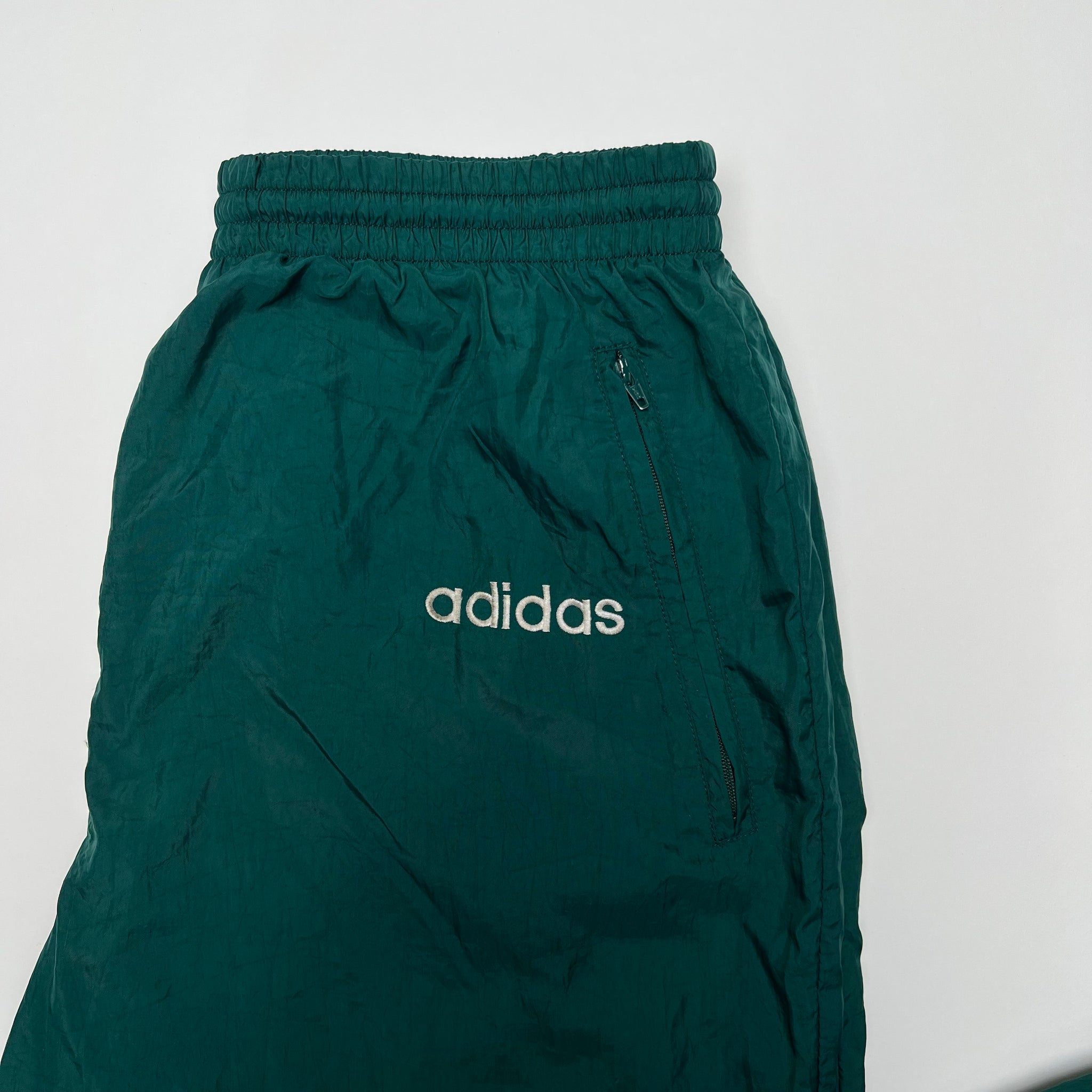 Vintage Green Adidas Windbreaker Pants (M) | Rebalance Vintage.