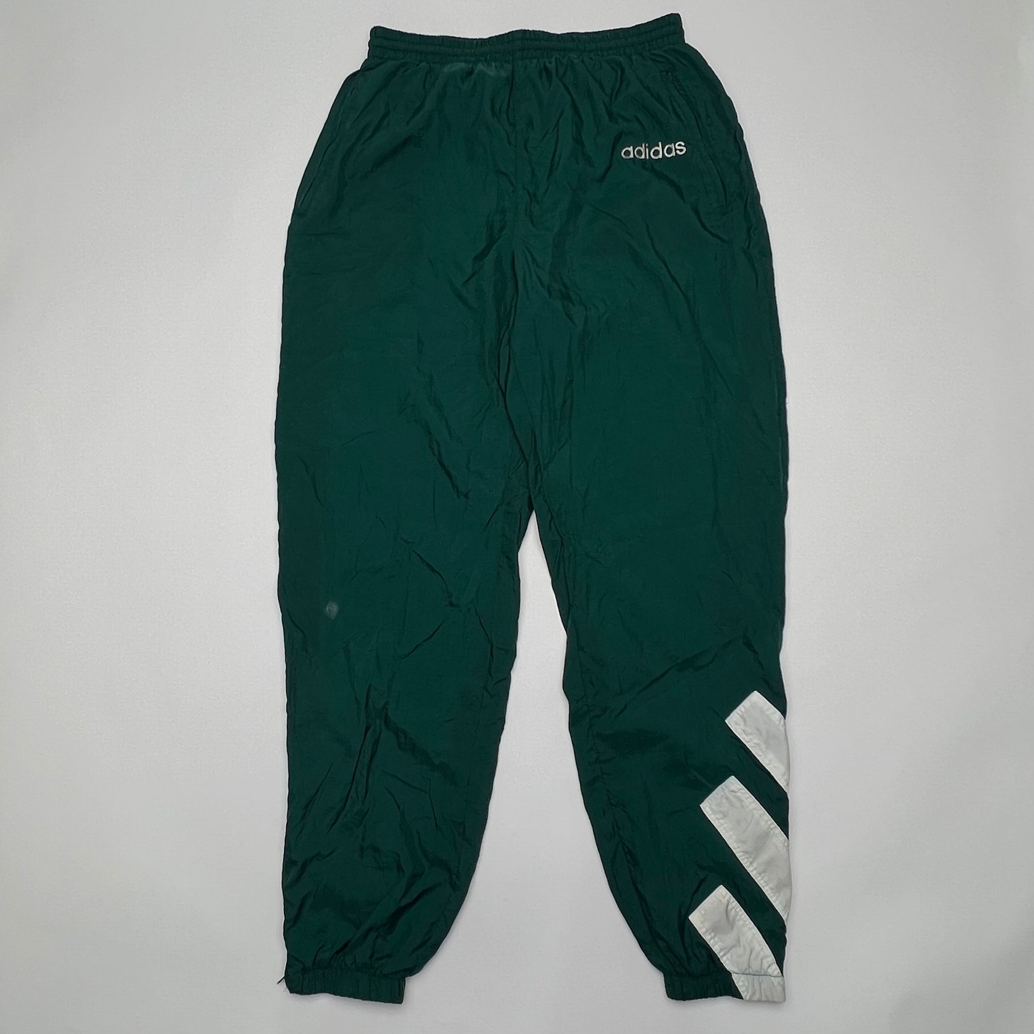 Vintage Green Adidas Windbreaker Pants (M) | Rebalance Vintage.