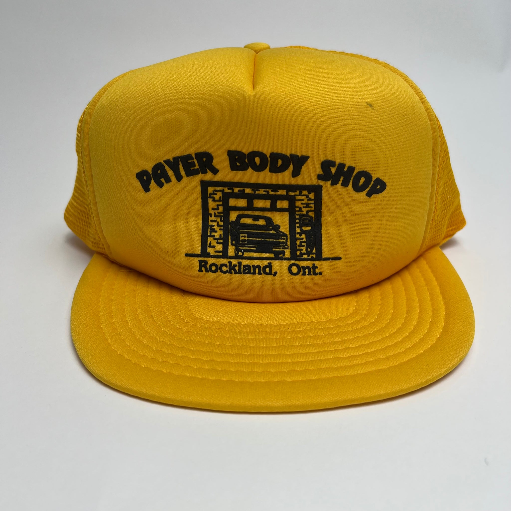 Vintage Yellow Payer Body Shop Trucker Hat | Rebalance Vintage.