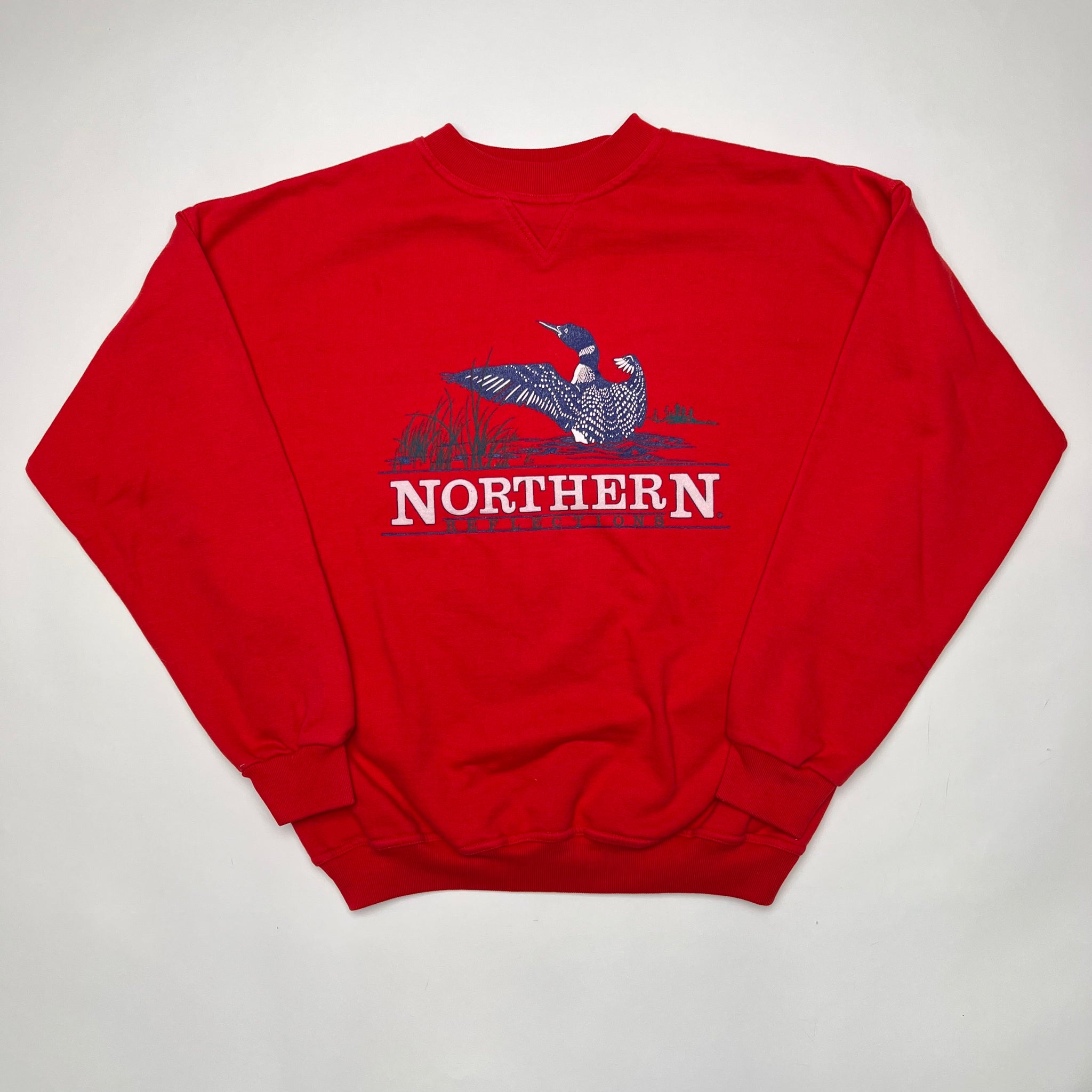 Vintage Red Northern Reflections Spell Out Crewneck | Rebalance Vintage.