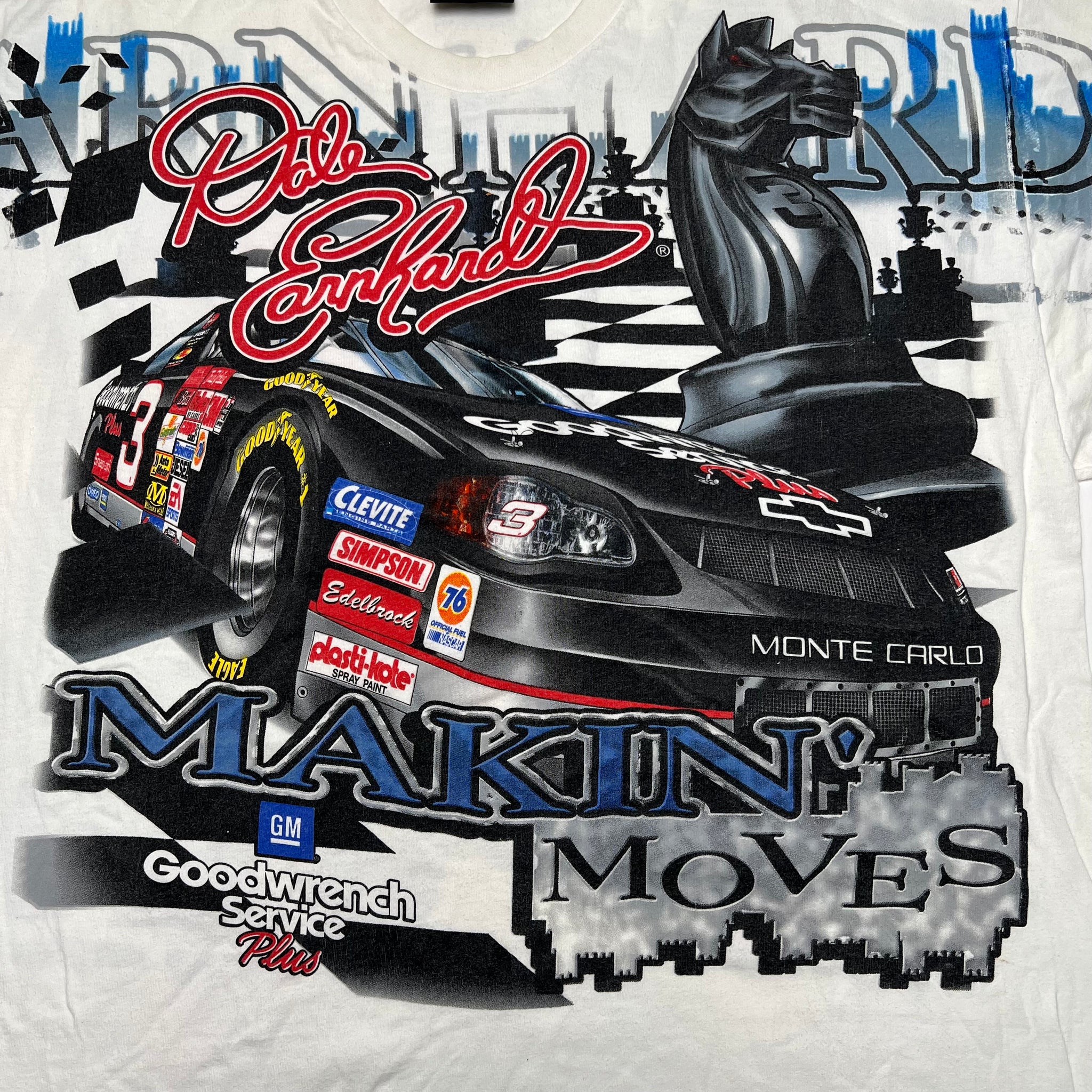 Vintage 90s Dale Earnhardt 'Makin Moves' All Over Print Tee (XL) | Rebalance Vintage.