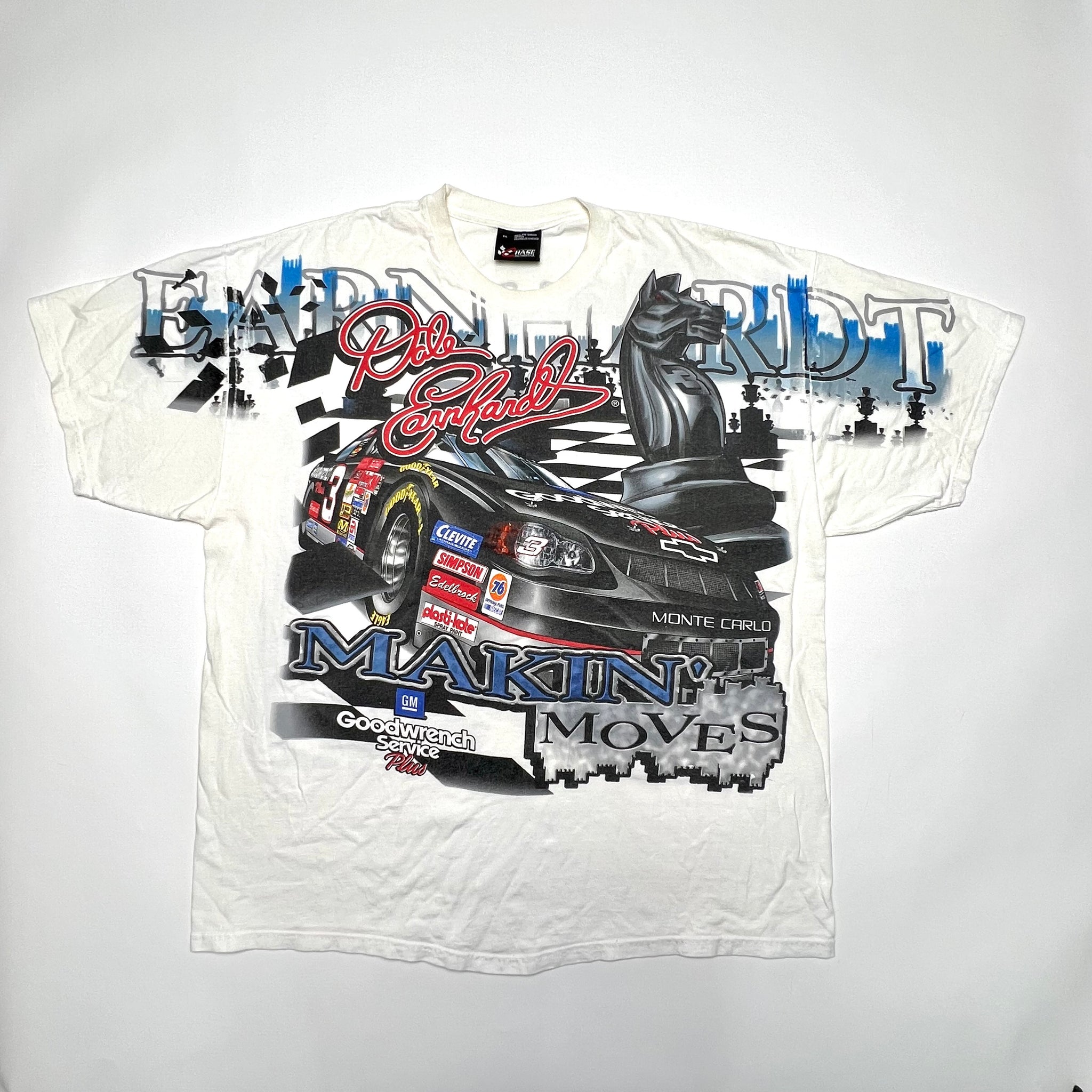 Vintage 90s Dale Earnhardt 'Makin Moves' All Over Print Tee (XL) | Rebalance Vintage.