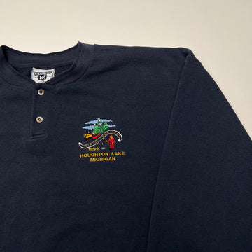 Vintage '99 Houghton Lake Michigan Ski 1/4 Button Sweater (XL/XXL) | Rebalance Vintage.