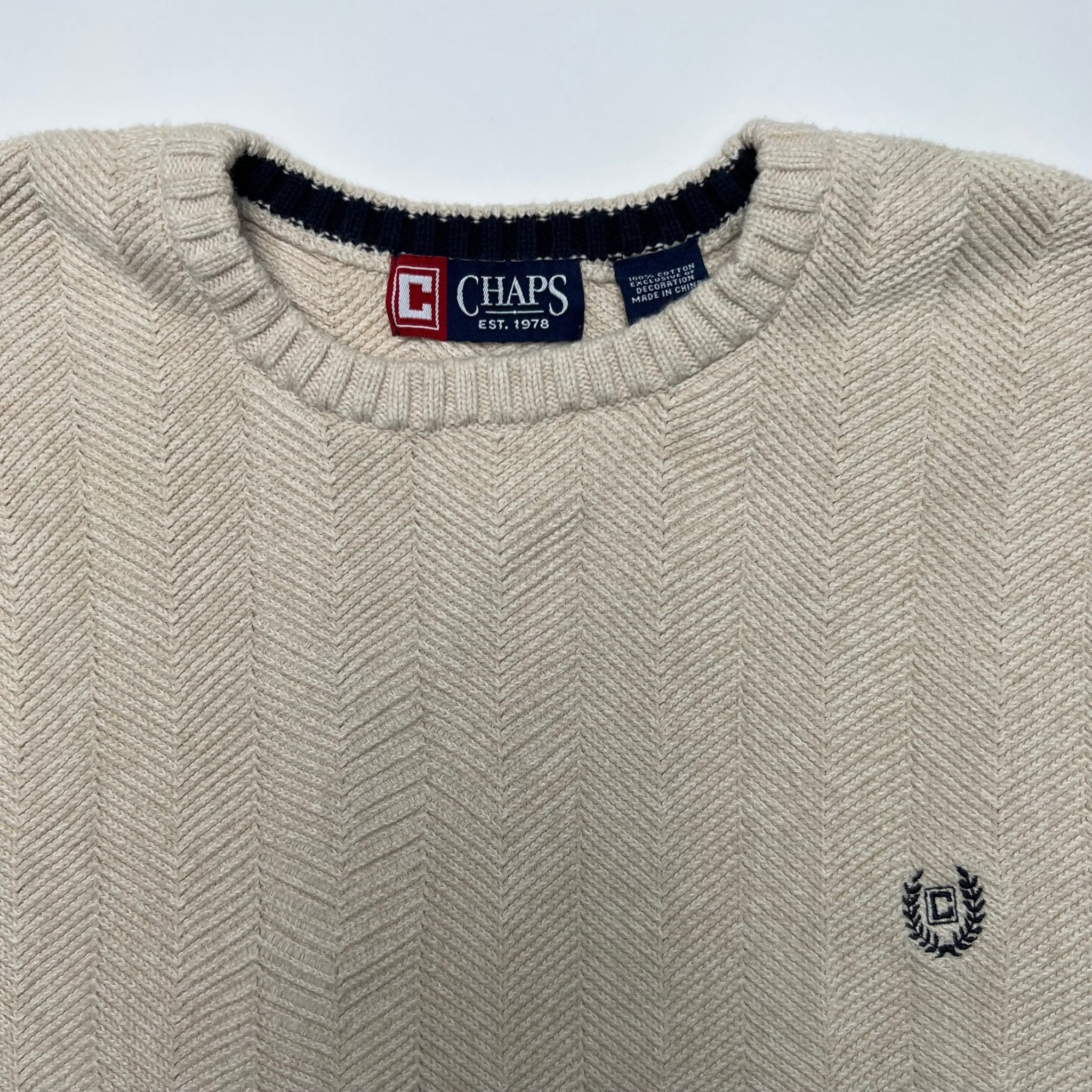 Vintage Oatmeal Chaps Knit Sweater (XL) | Rebalance Vintage.