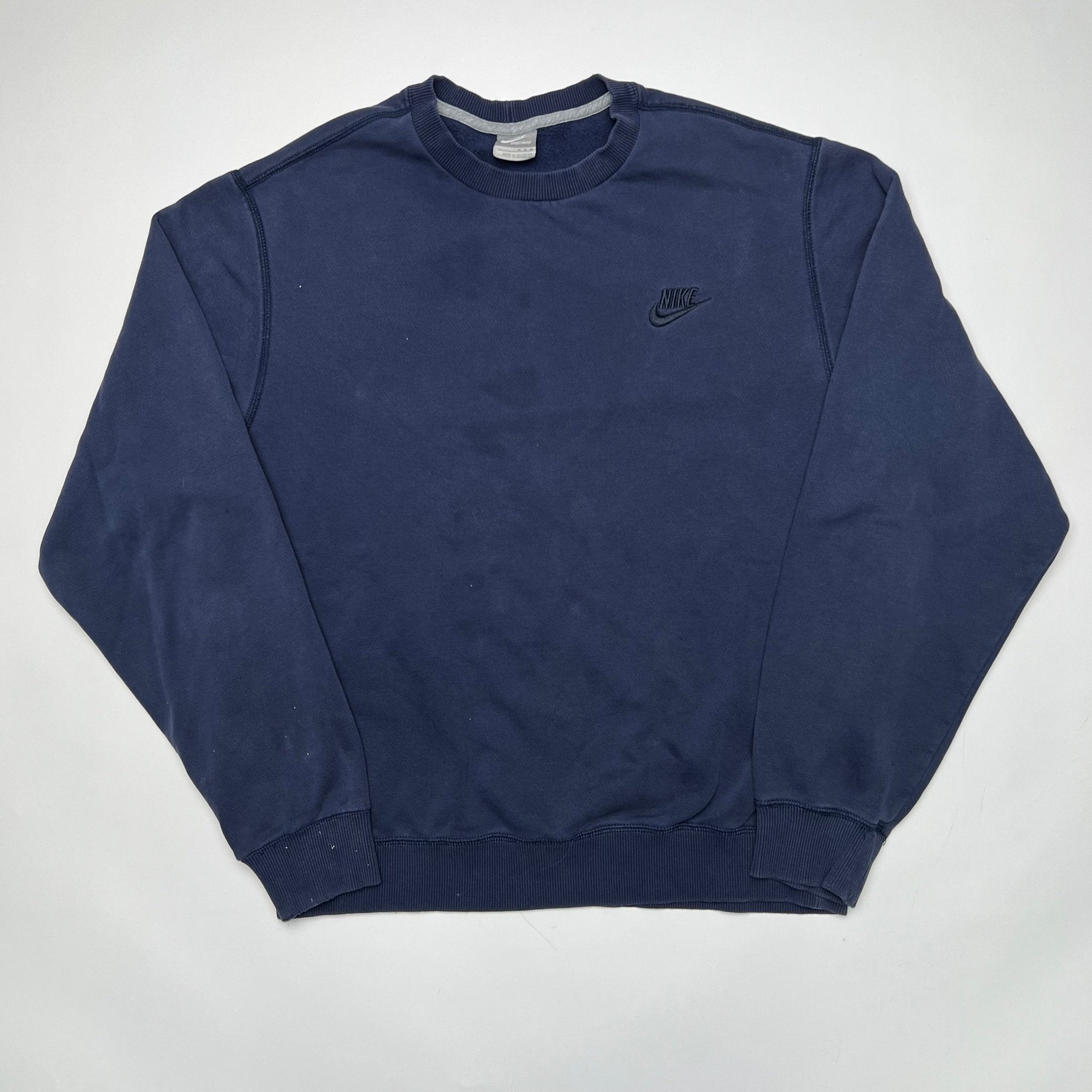 Vintage 00s Navy Blue Nike Essentials Crewneck (M/L) | Rebalance Vintage.