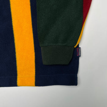 Vintage 90s Retro Striped Fleece 1/4 Button Sweater (XL) | Rebalance Vintage.