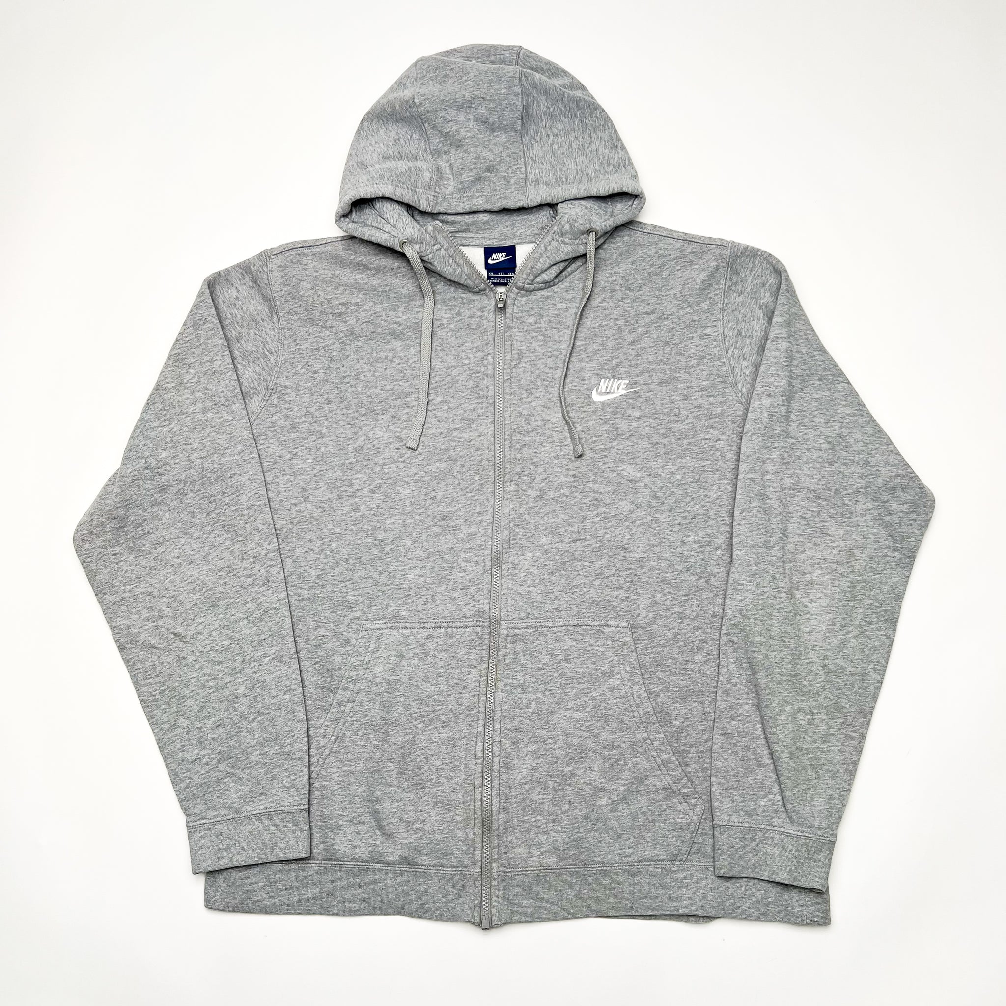 Vintage Light Grey Nike Essential Zip Up Hoodie (XL) | Rebalance Vintage.