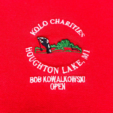 Vintage Red Nike Center Check Houghton Lake Michigan Crewneck (L) | Rebalance Vintage.