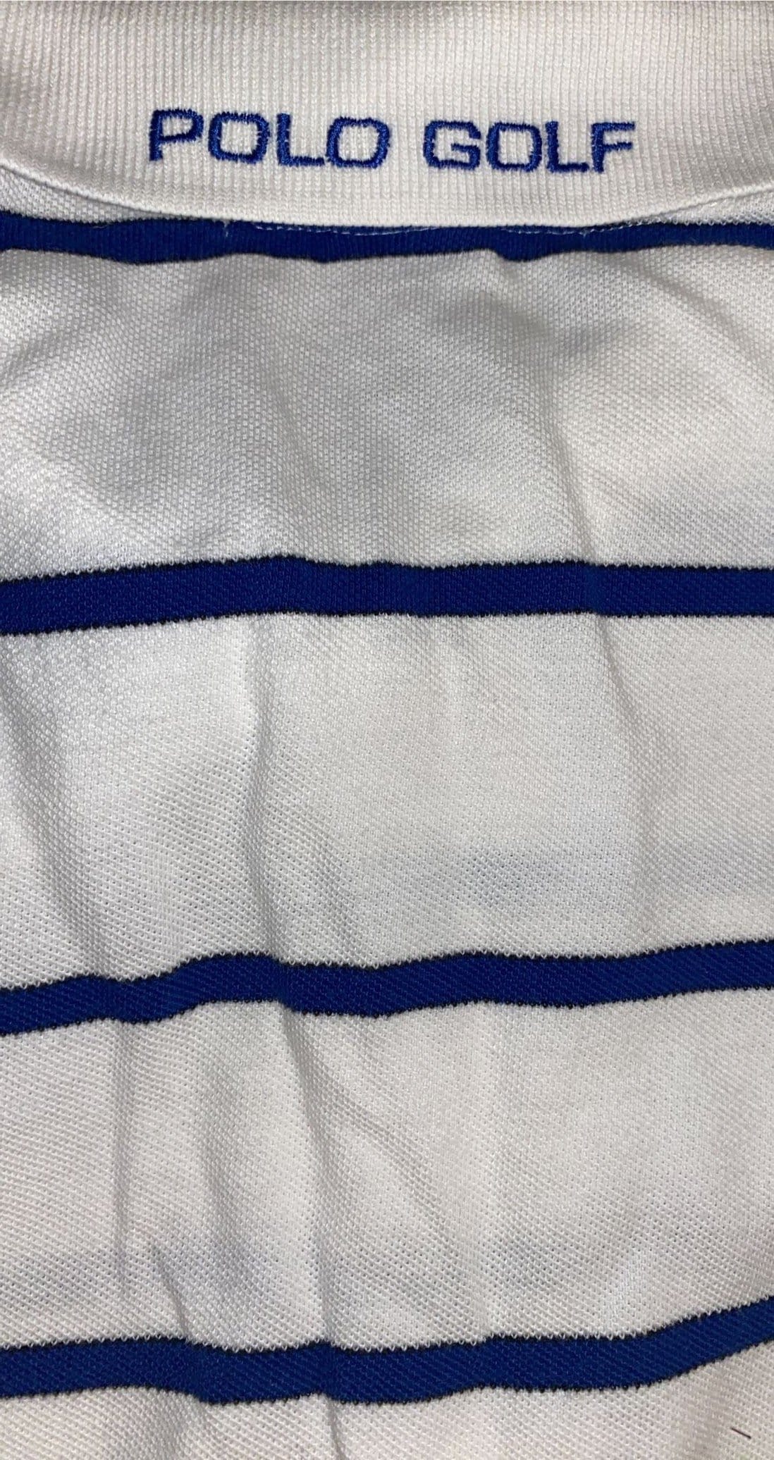 Vintage White + Blue Polo Golf Long Sleeve (XL) | Rebalance Vintage.