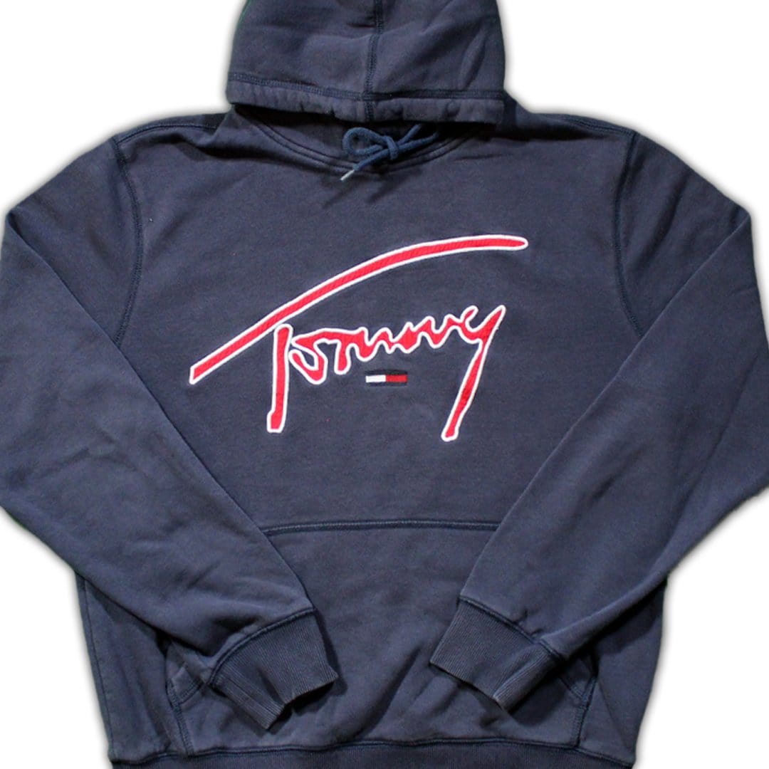 Vintage Blue Tommy Spell Out Hoodie | Rebalance Vintage.