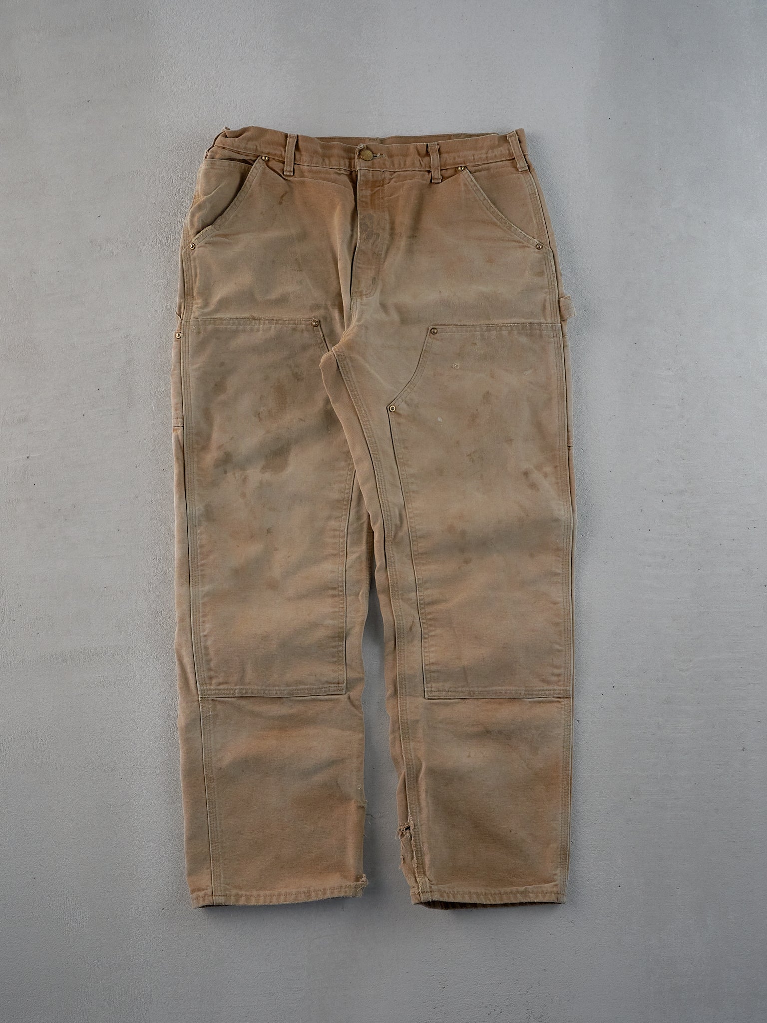 Vintage 90s Khaki Carhartt Double Knee Carpenter Pants (33x30)