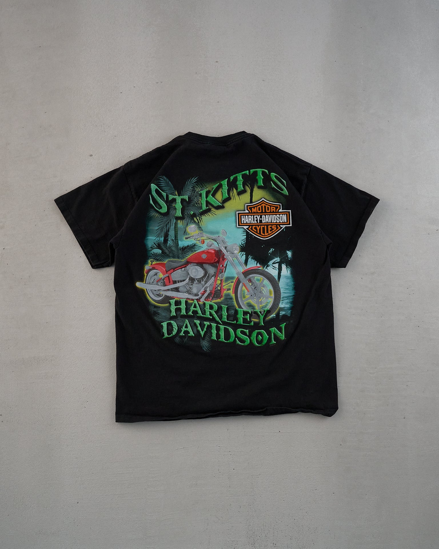 Vintage Y2k Black Harley Davidson St Kitt Graphic Tee (M)