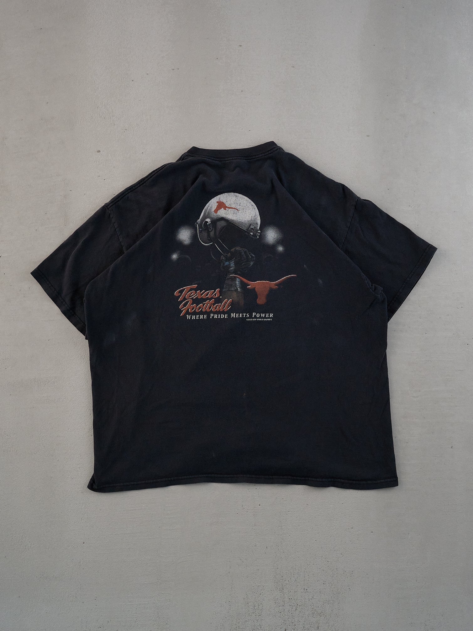 Vintage Washed Black Texas Football Graphic Tee (L)