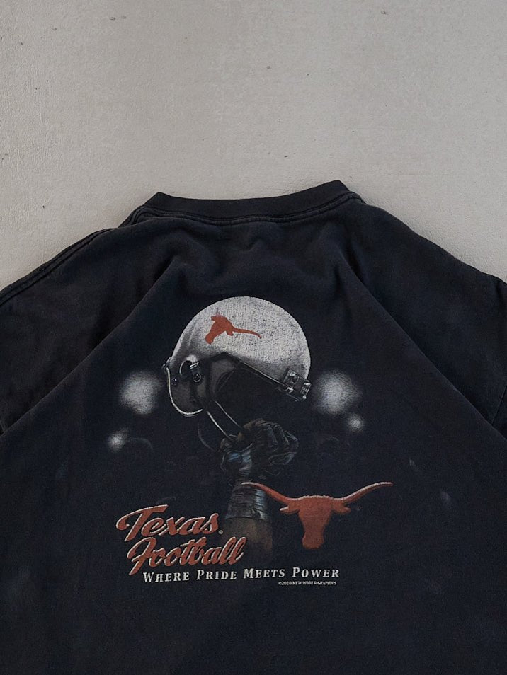 Vintage Washed Black Texas Football Graphic Tee (L)