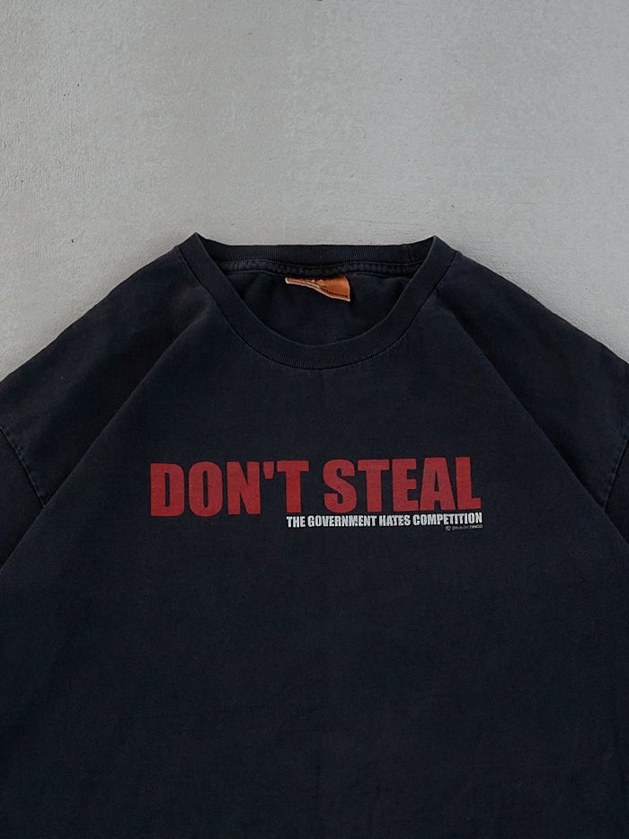 Vintage 90s Black "Don't Steal, the government hates competition" Tee (M)