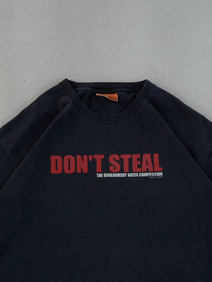 Vintage 90s Black "Don't Steal, the government hates competition" Tee (M)