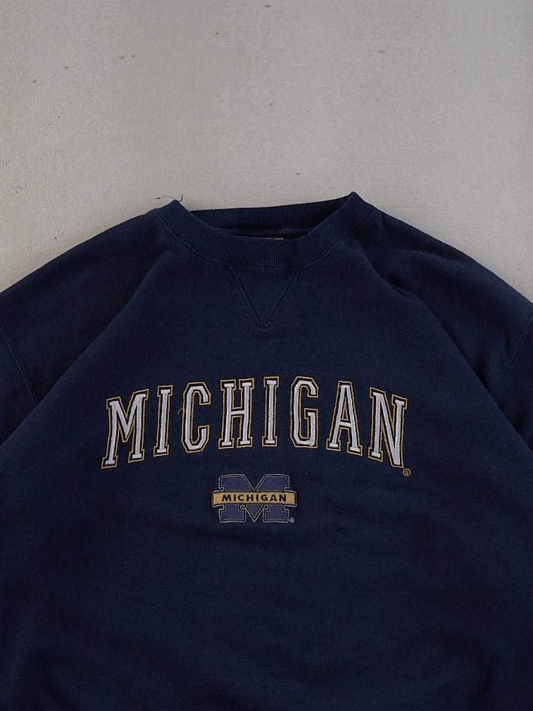 Vintage 90s Navy Blue Michigan State Embroidered Crewneck (L)