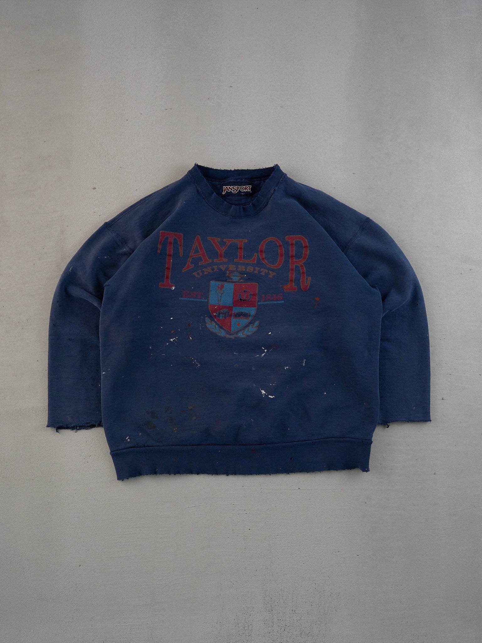 Vintage 90s Navy Blue Rugged Taylor University Emblem Crewneck (L)