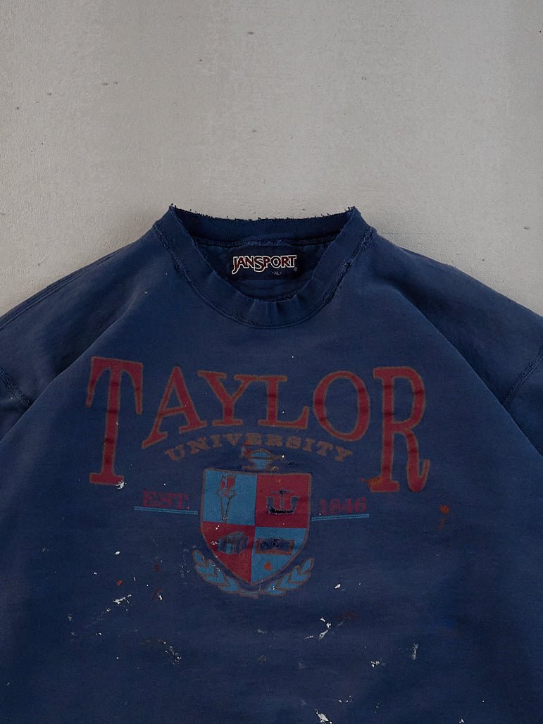 Vintage 90s Navy Blue Rugged Taylor University Emblem Crewneck (L)