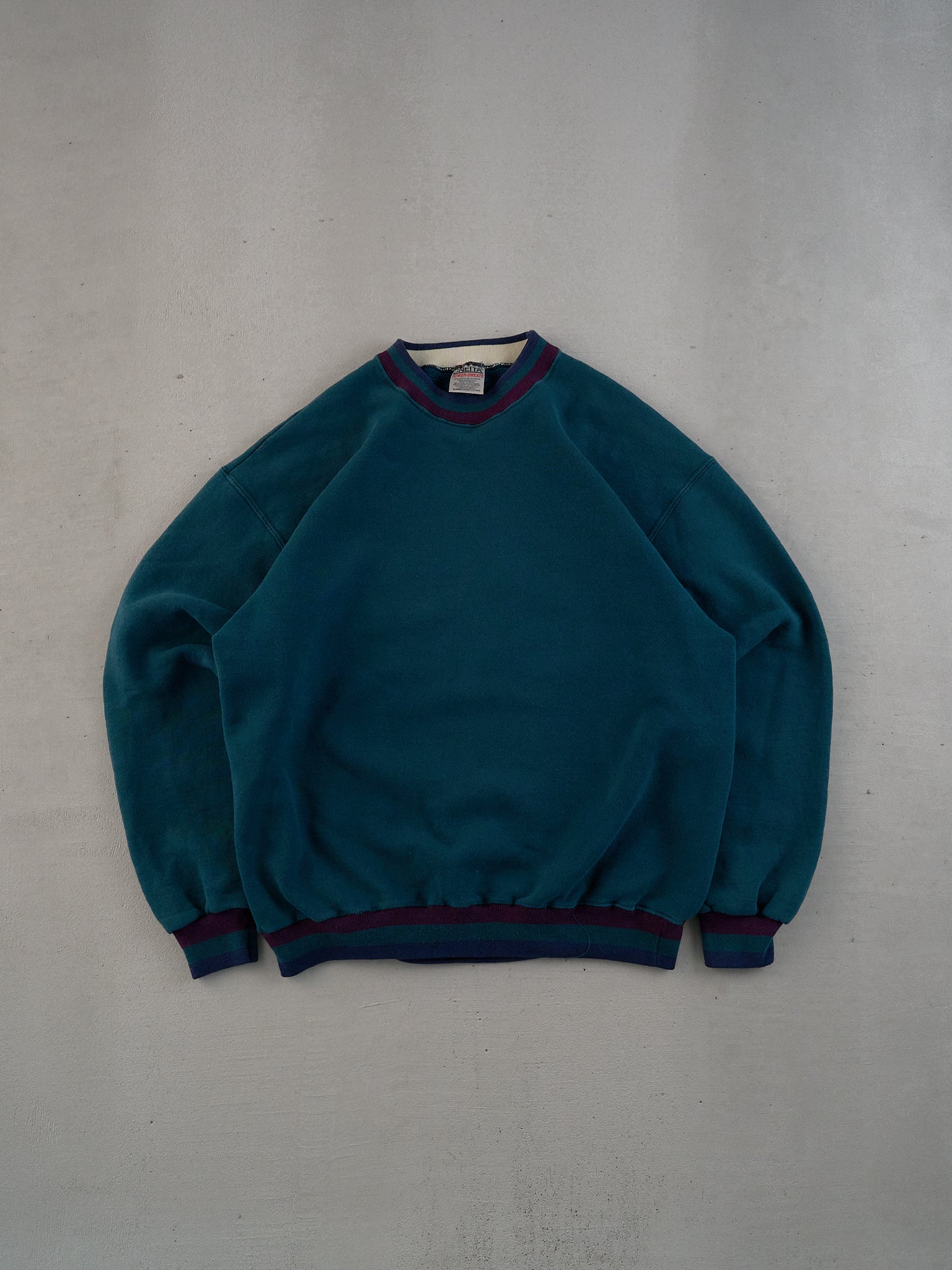 Vintage 90s Dark Teal Power Sweats Blank Crewneck (L)