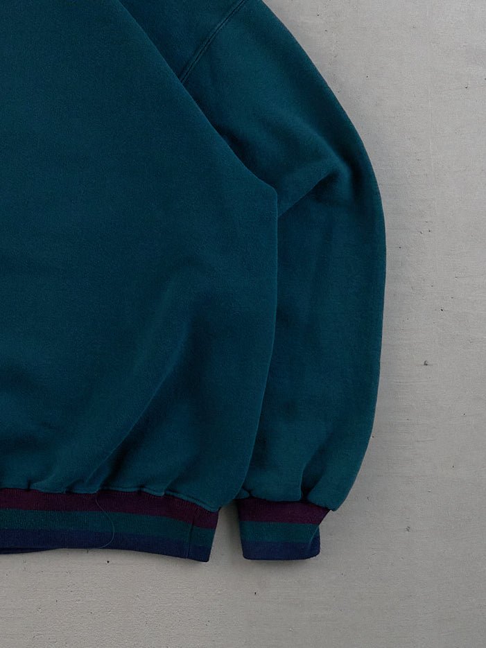 Vintage 90s Dark Teal Power Sweats Blank Crewneck (L)