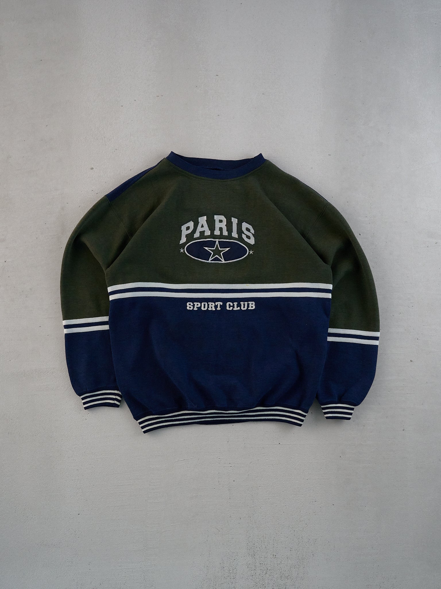 Vintage 90s Green and Blue Paris Sports Club Crewneck (M)